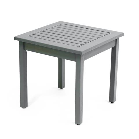 Archer 18.9" Modern Classic Square Slatted Solid Acacia Wood Indoor/Outdoor Adirondack Side Table
