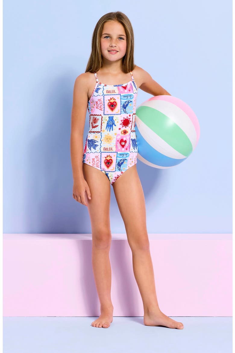 Kids' Palermo Tie Back One-Piece Swimsuit, Alternate, color, PALERMO