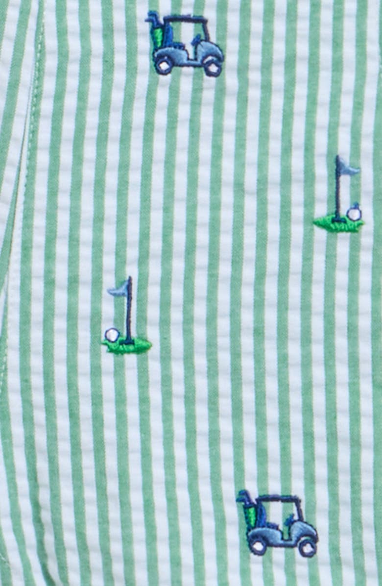 Little Me Golf Detail Polo Shirt & Shortall Set, Alternate, color, Green