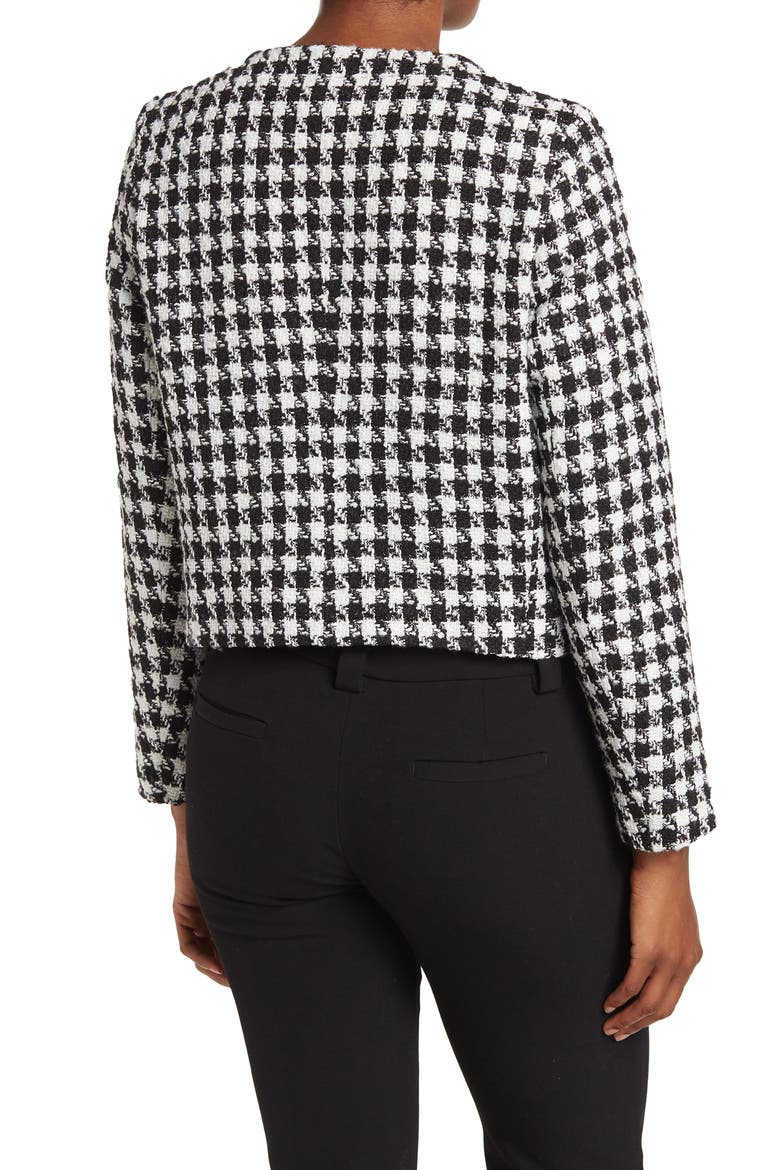 Houndstooth Tweed Crop Jacket, Alternate, color, BLACK/ WHITE