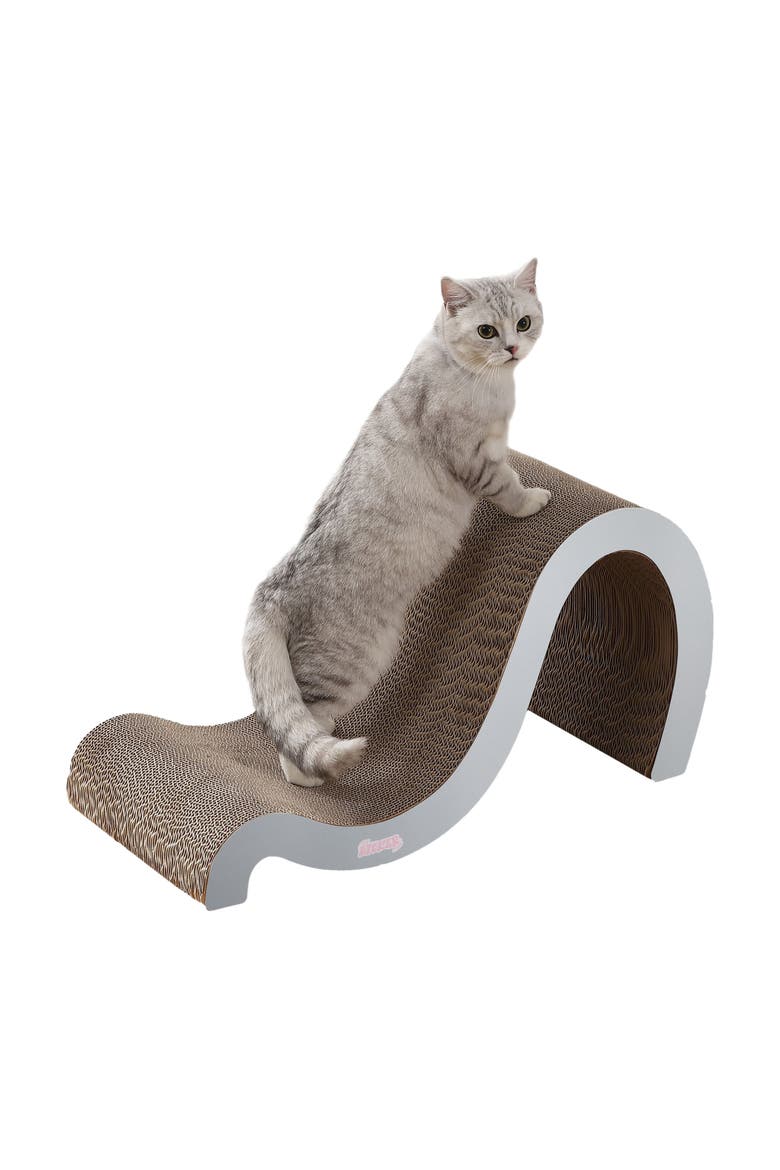 Kona 27" Modern Cardboard Double-Sided Wave Cat Scratcher with Catnip, Main, color, Gray