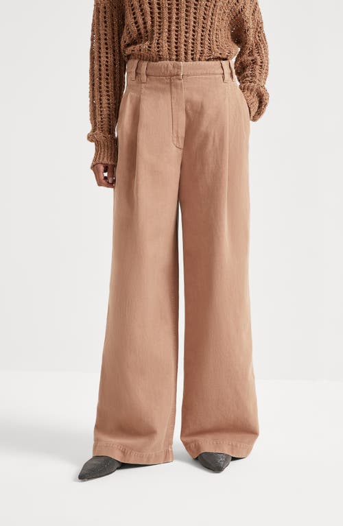 Brunello Cucinelli Wide Smart Trousers In Rust Brown