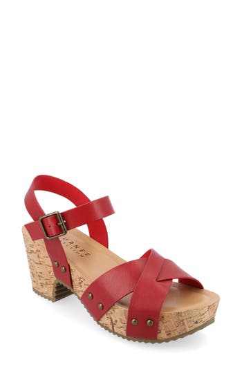 Journee Collection Platform Sandal In Red