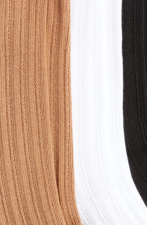 HUE HUE 3-PACK SCALLOPED POINTELLE CREW SOCKS