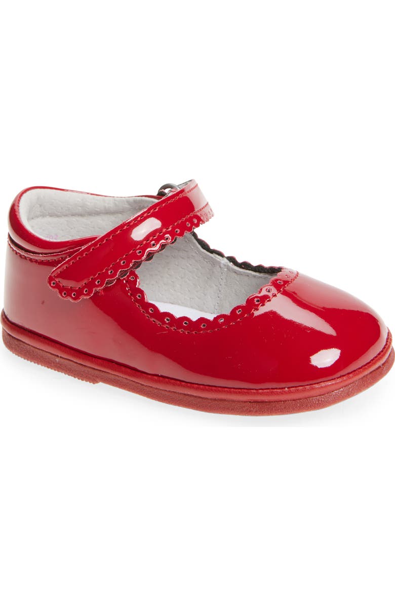L'AMOUR Kids' Cara Scallop Mary Jane Flat, Main, color, Patent Red