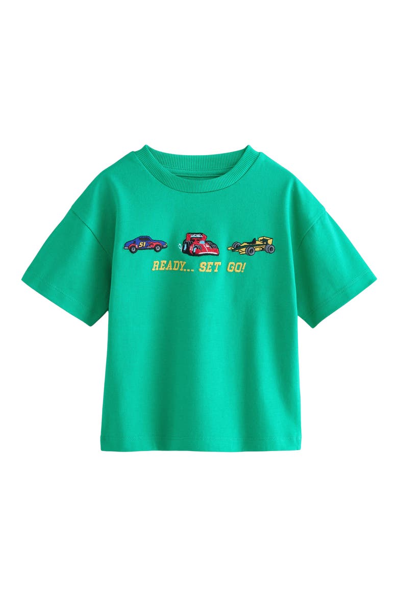 Kids' Embroidered Cars T-Shirt, Main, color, GREEN