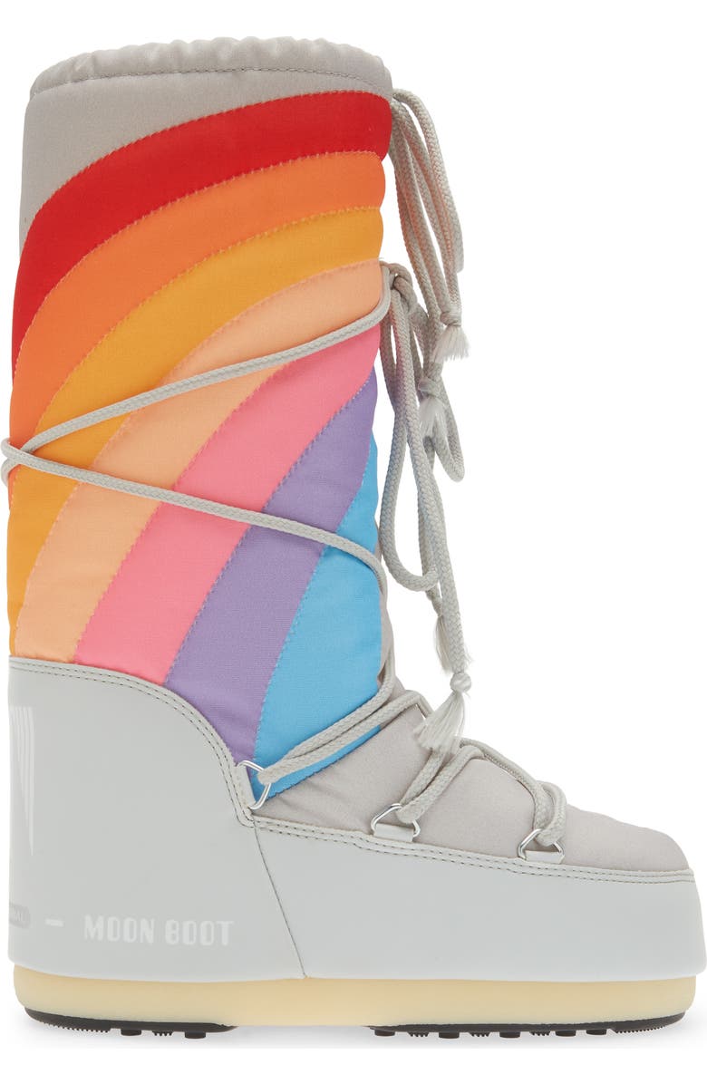Moon Boot<sup>®</sup> Kids' Rainbow Print Icon Water Repellent Moon Boot<sup>®</sup>, Alternate, color,