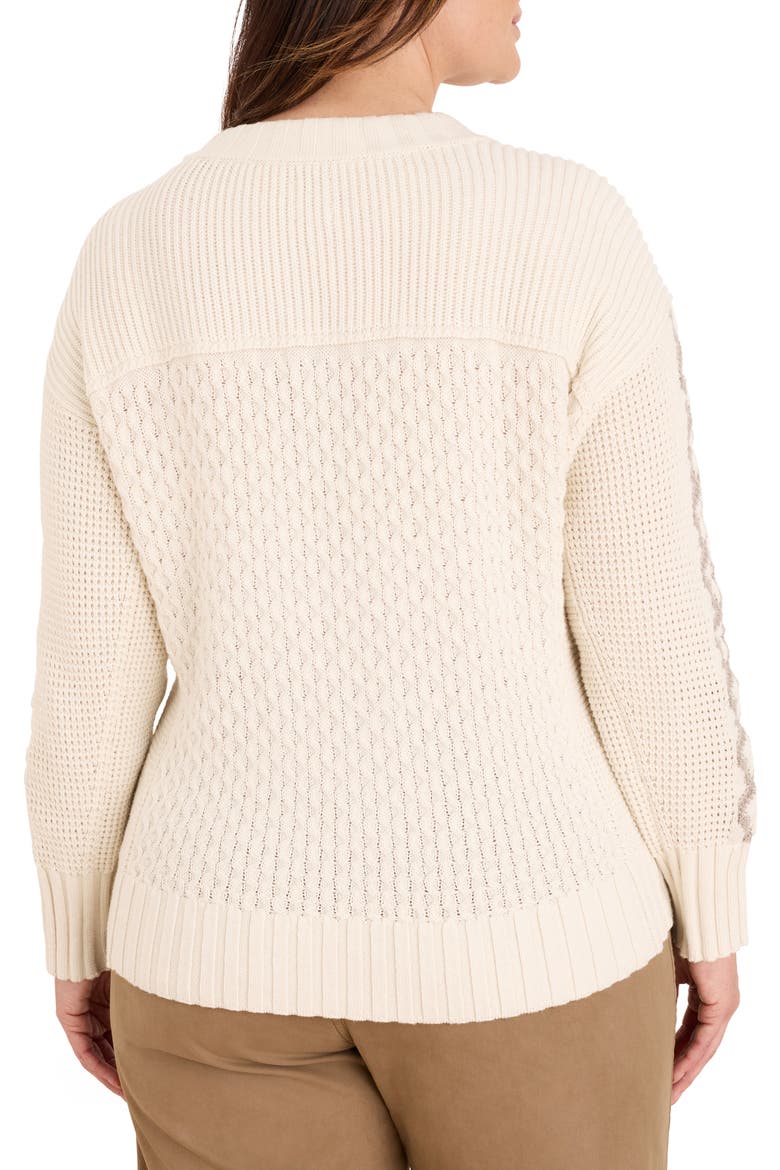 Crisscross Cotton Sweater, Alternate, color, COCONUT
