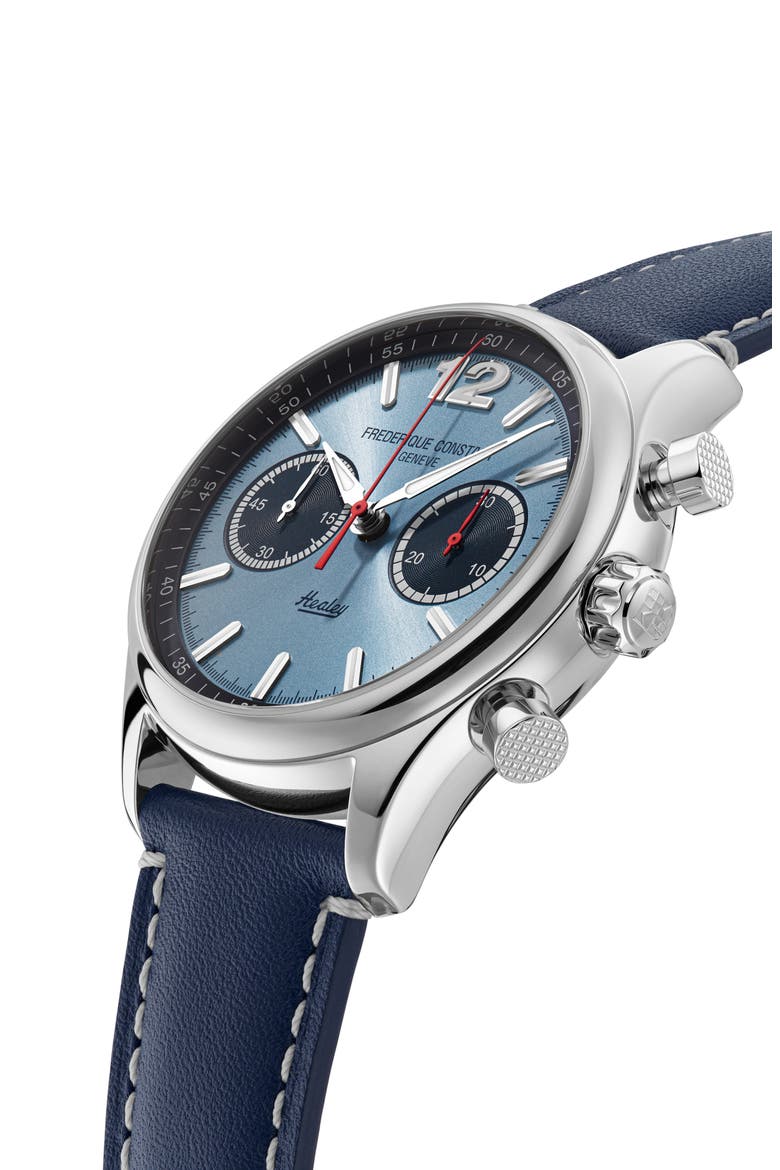 Vintage Rally Healey Chronograph Automatic Leather Strap Watch Gift Set, 42mm, Alternate, color, NAVY