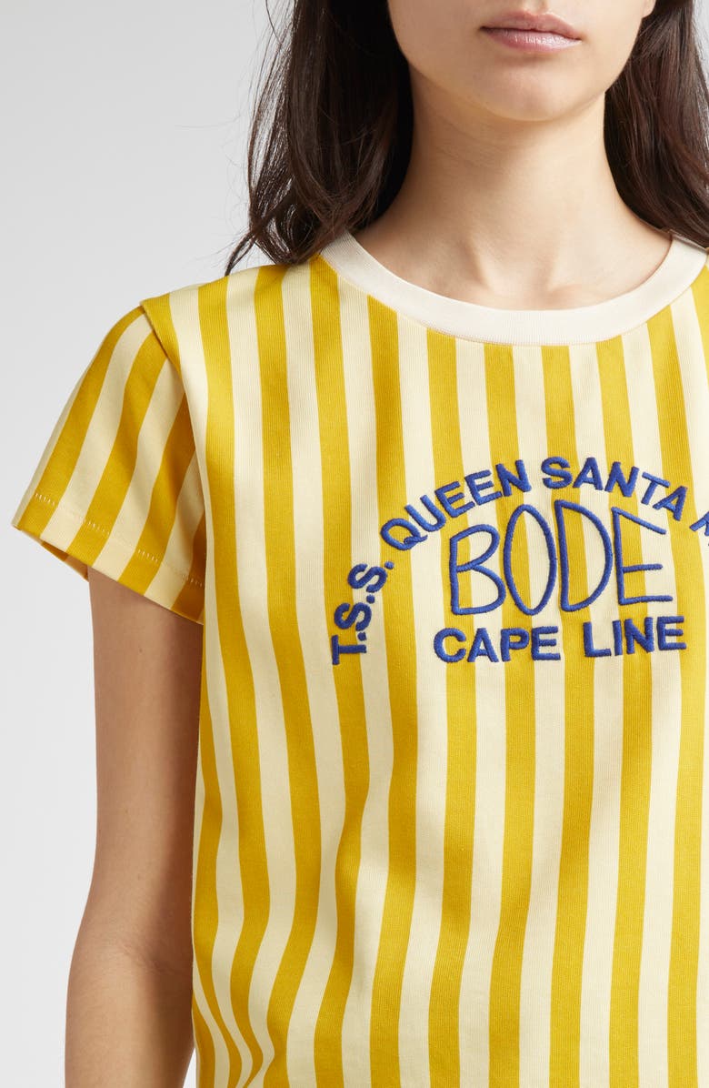 Bode Medalist Embroidered Stripe T-Shirt, Alternate, color, Yellow Multi