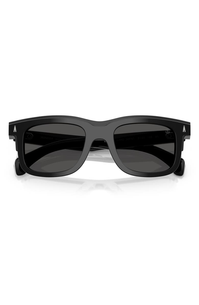 Moncler Claro 51mm Polarized Square Sunglasses, Alternate, color, Shiny Black