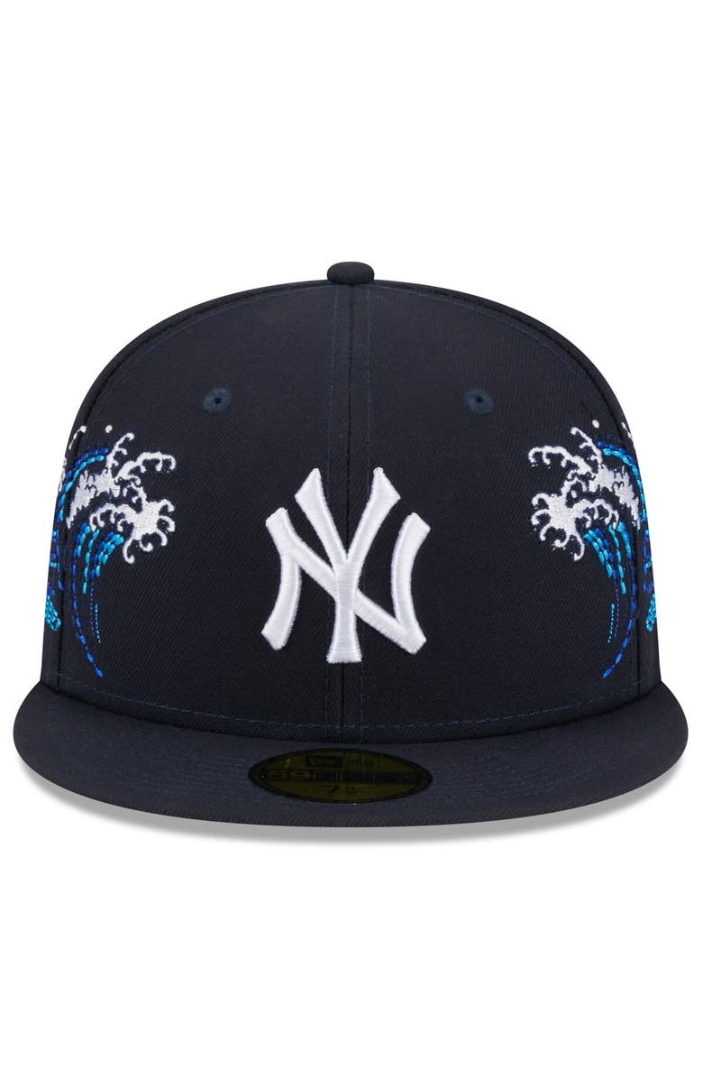 New Era Men's New Era Navy New York Yankees Tonal Wave 59FIFTY Fitted Hat, Alternate, color, 