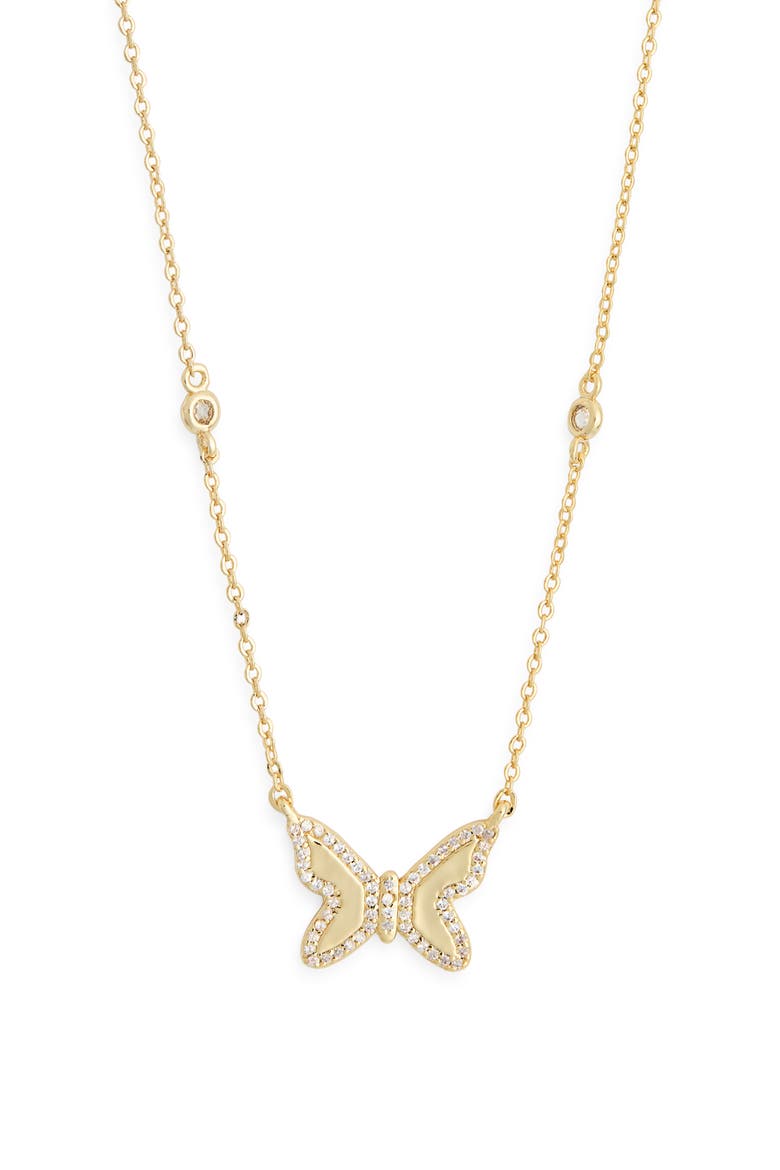 Josephina Cubic Zirconia Butterfly Pendant Necklace, Main, color, GOLD