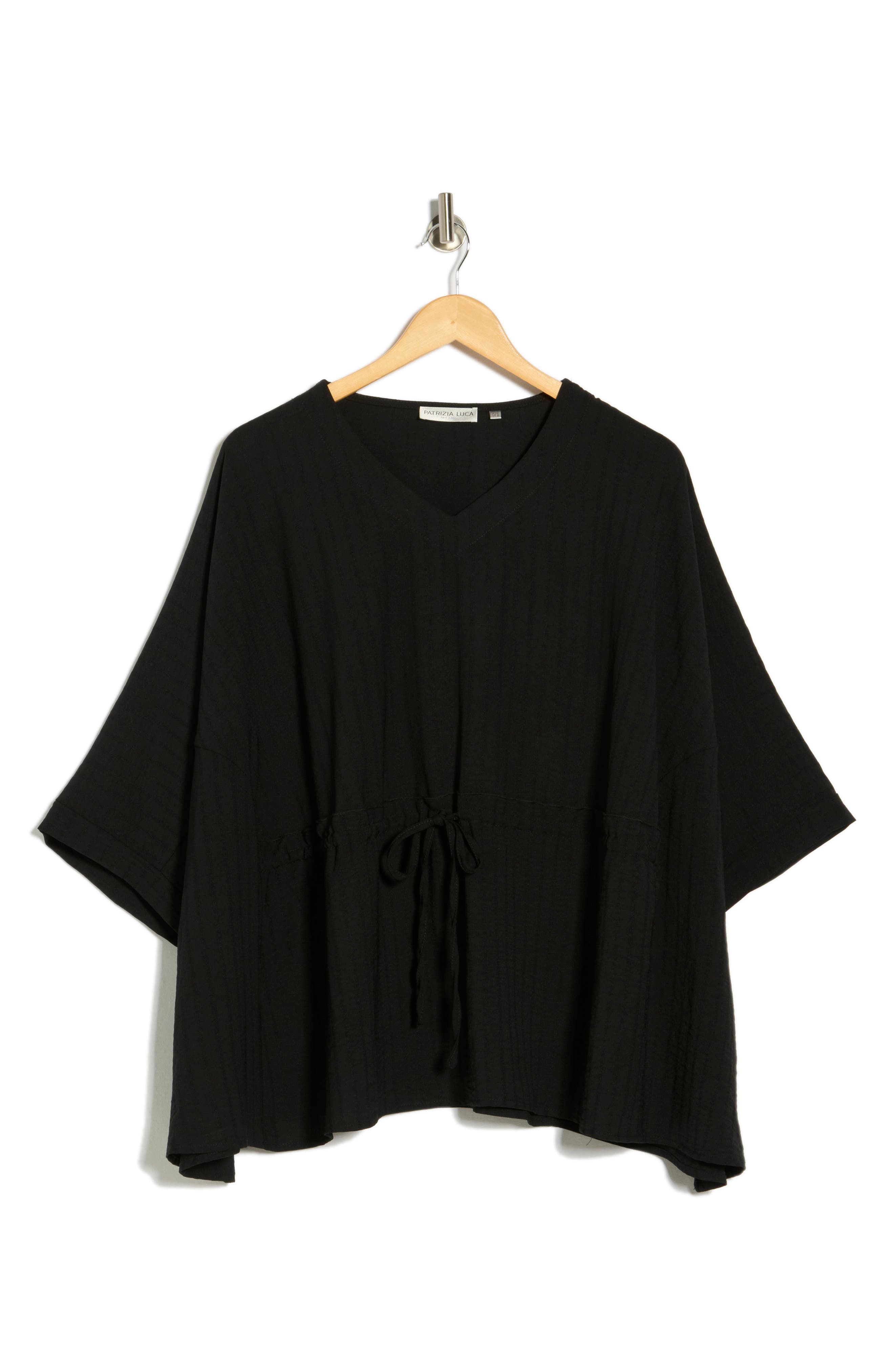 PATRIZIA LUCA V-Neck Drawstring Waist Boxy Top