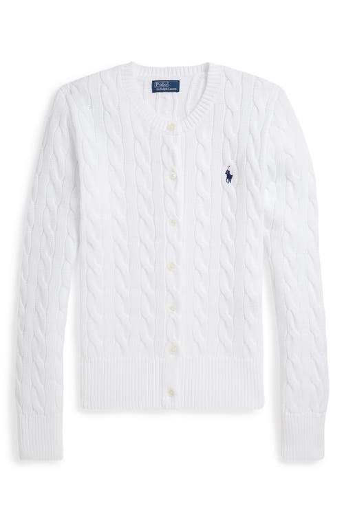 Polo Ralph Lauren Cable Cotton Crewneck Cardigan In White