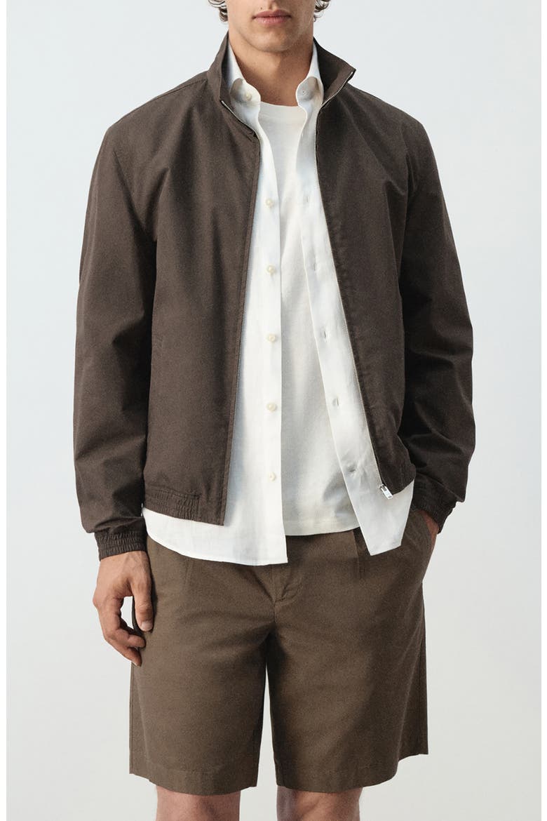 Straight Cotton Blend Jacket, Main, color, BROWN