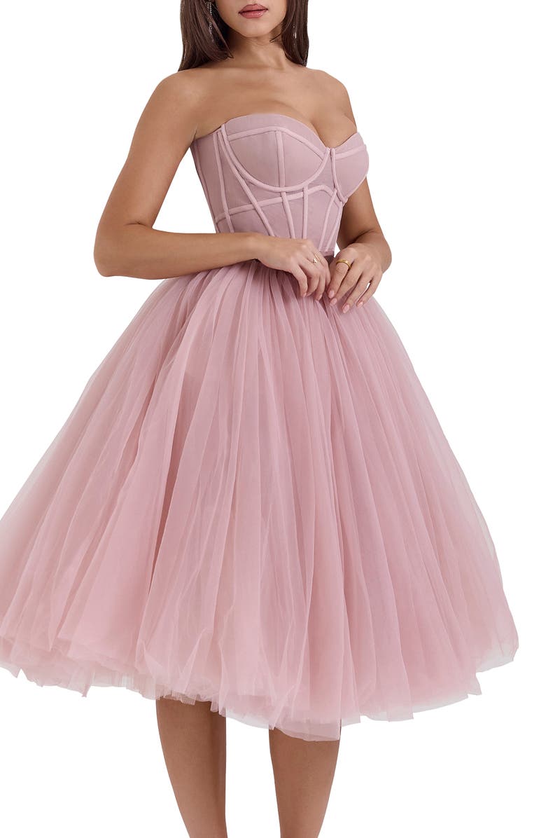 HOUSE OF CB Darling Corset Fit & Flare Dress, Alternate, color, Adobe Rose