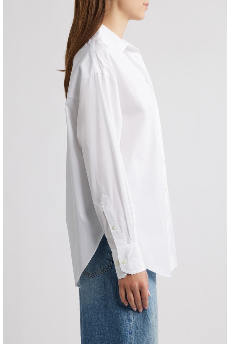 Oversize Poplin Button-Up Shirt, Alternate, color, EYELET WHITE