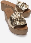 Forever & Always Shoes Syndra Bow Wedge Leather Sandal