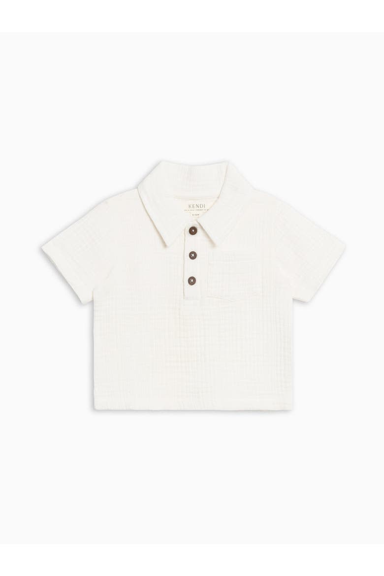 Orgnaic Ezra Muslin Henley, Alternate, color, Coconut