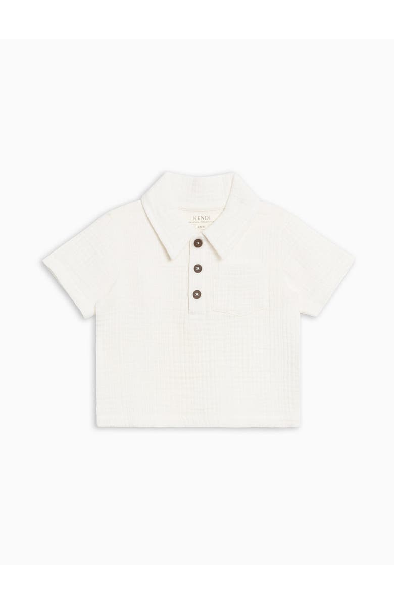 Colroed Organics Organic Ezra Muslin Henley, Main, color, Coconut