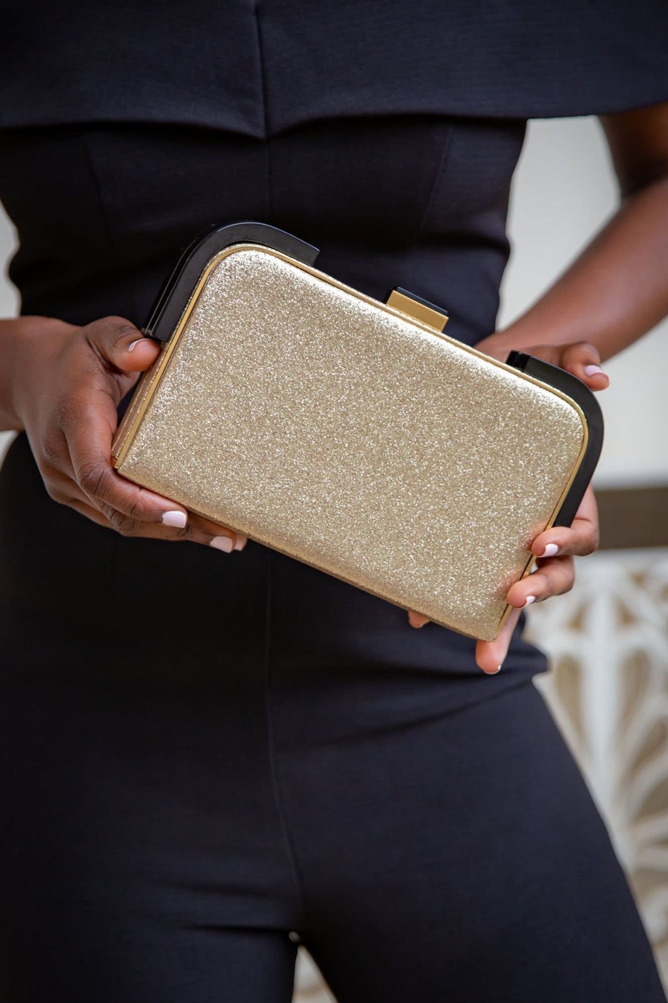 Liz Glitter Clutch, Alternate, color, Gold