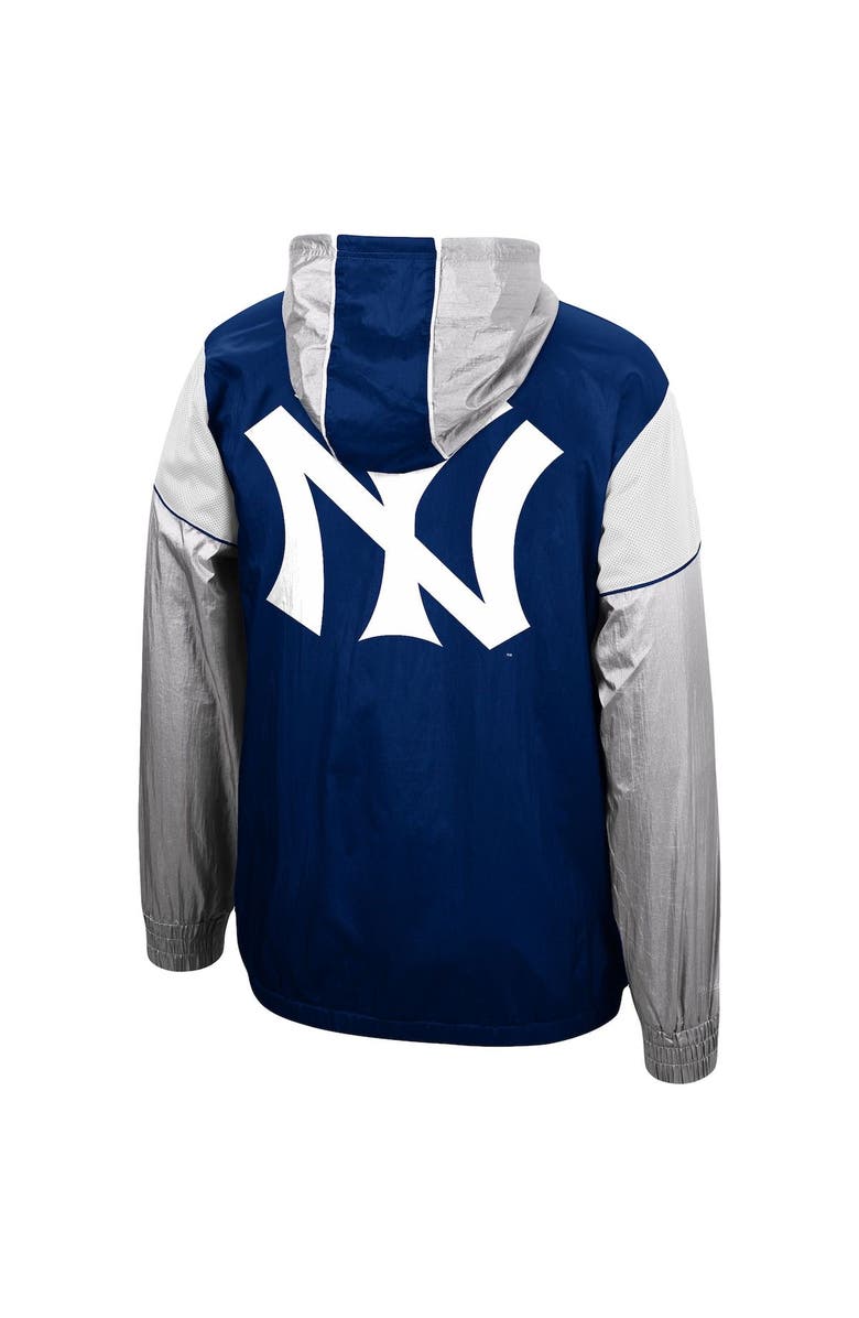 Mitchell & Ness Men's Mitchell & Ness Navy New York Yankees Highlight Reel Windbreaker Half-Zip Hoodie Jacket, Alternate, color,