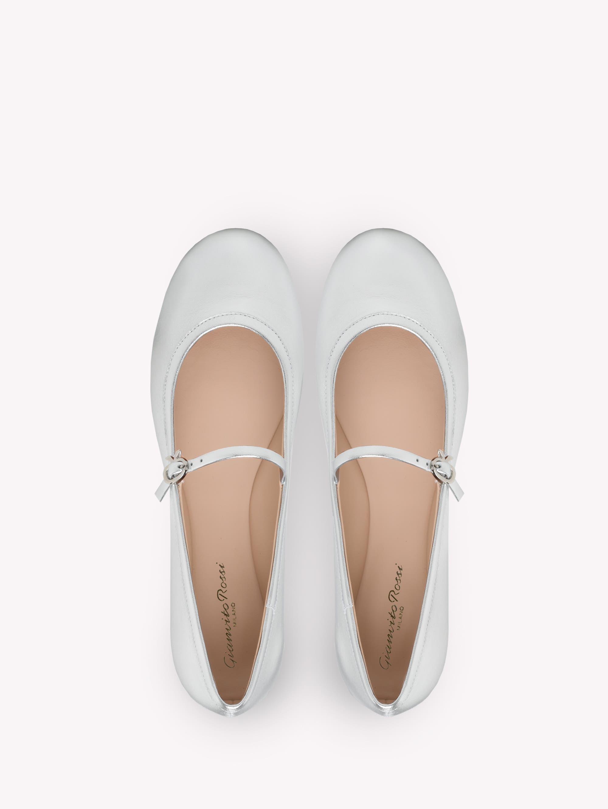 Gianvito Rossi Carla Ballerina, Alternate, color, Silver Nappa