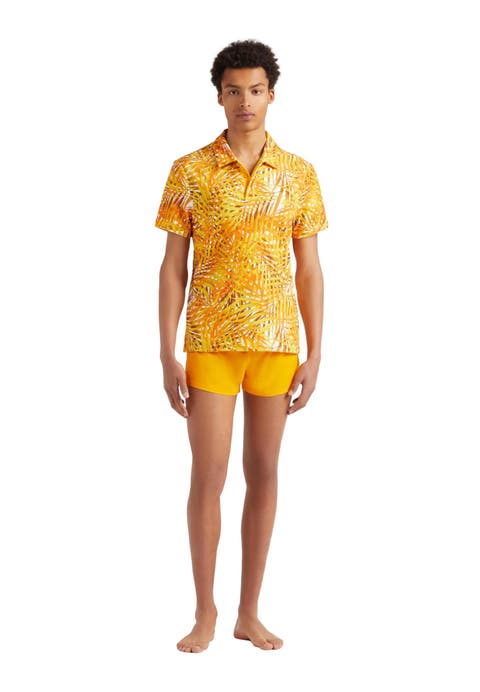 Men's Palm Leaves Printed Terry Polo