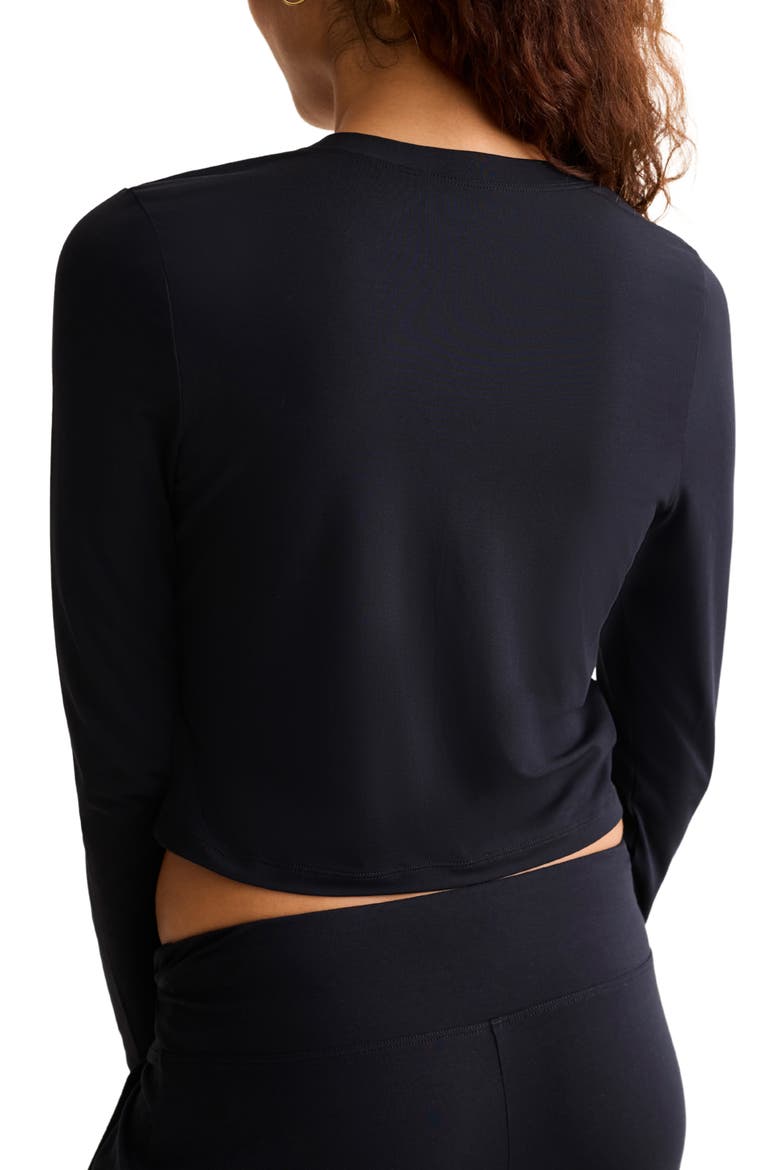 Henley Crop Pajama Top, Alternate, color, BLACK