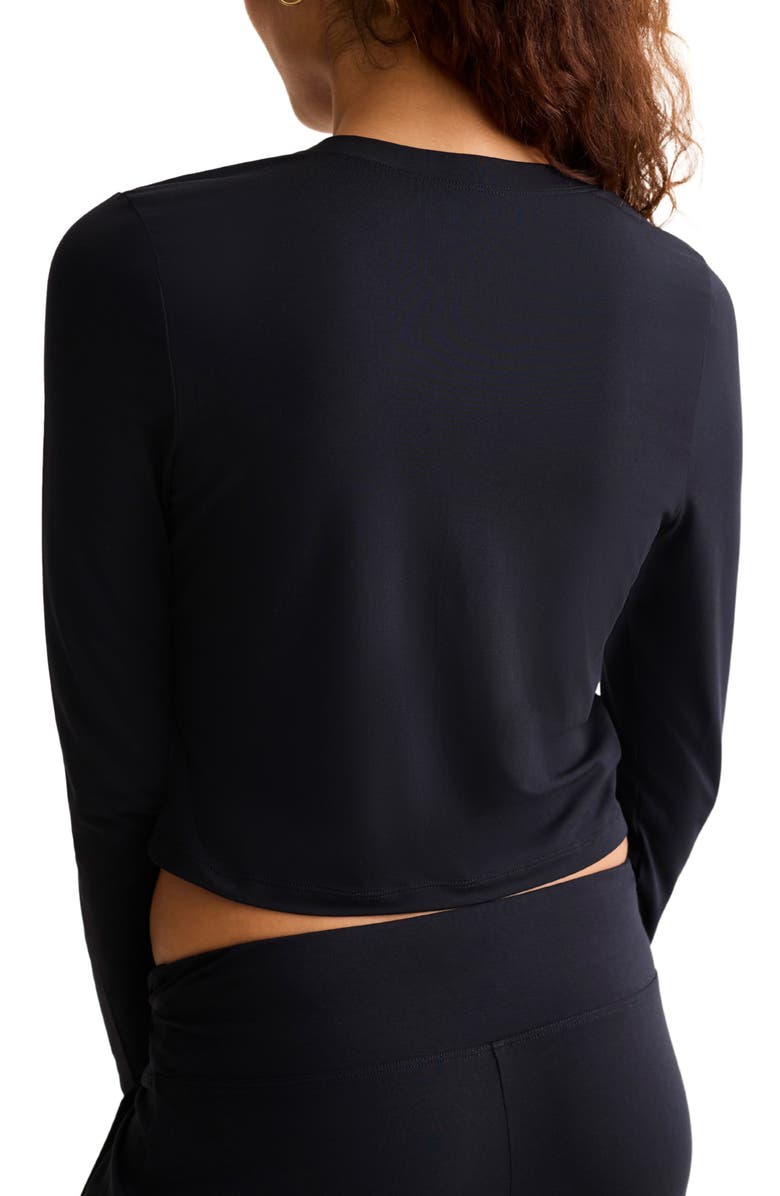 Fleur't Henley Crop Pajama Top, Alternate, color, Black