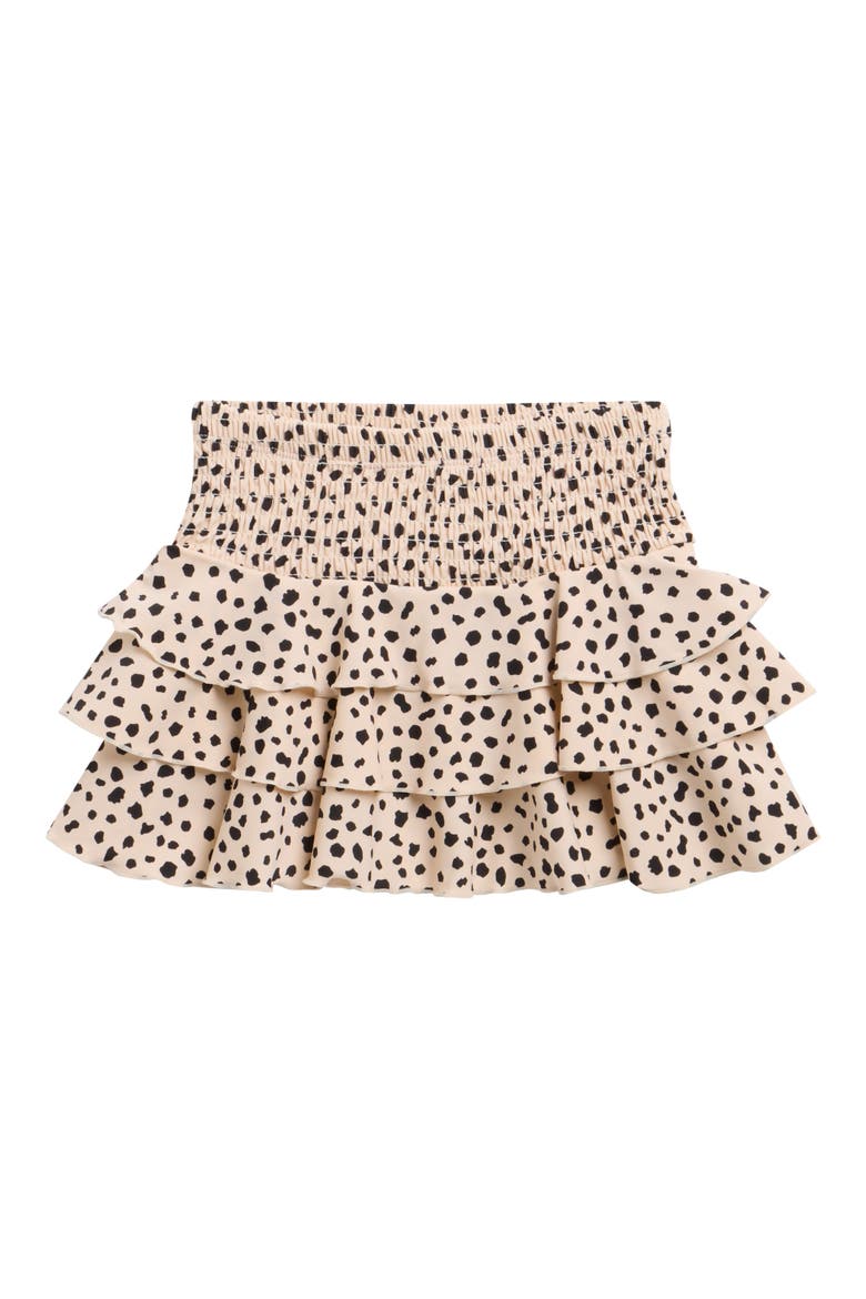 Kids' Dalmatian Leopard Smocked UPF 50+ Cover-Up Skirt, Main, color, LIGHT BROWN