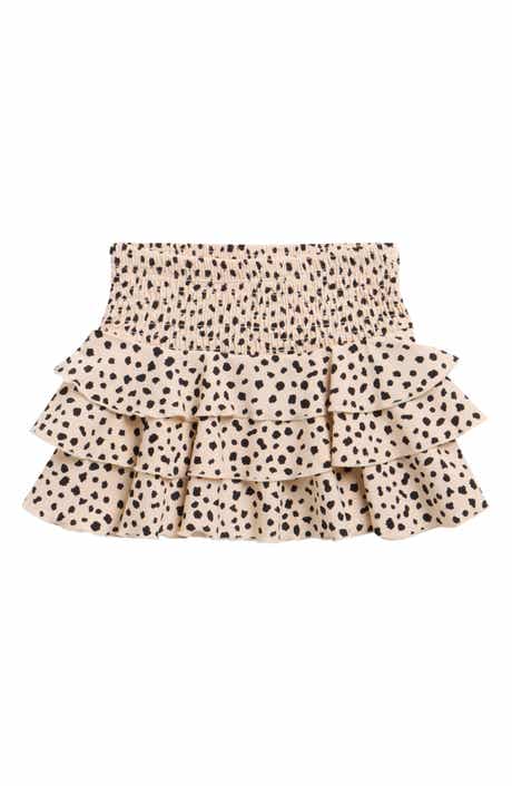 Shade Critters Kids' Dalmatian Leopard Smocked UPF 50+ Cover-Up Skirt
