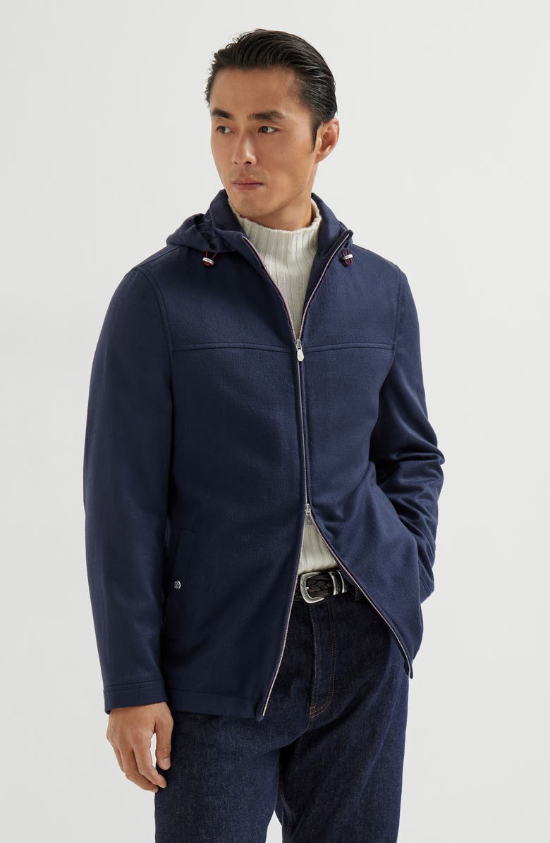 Brunello Cucinelli Cashmere biker jacket, Alternate, color, Blue