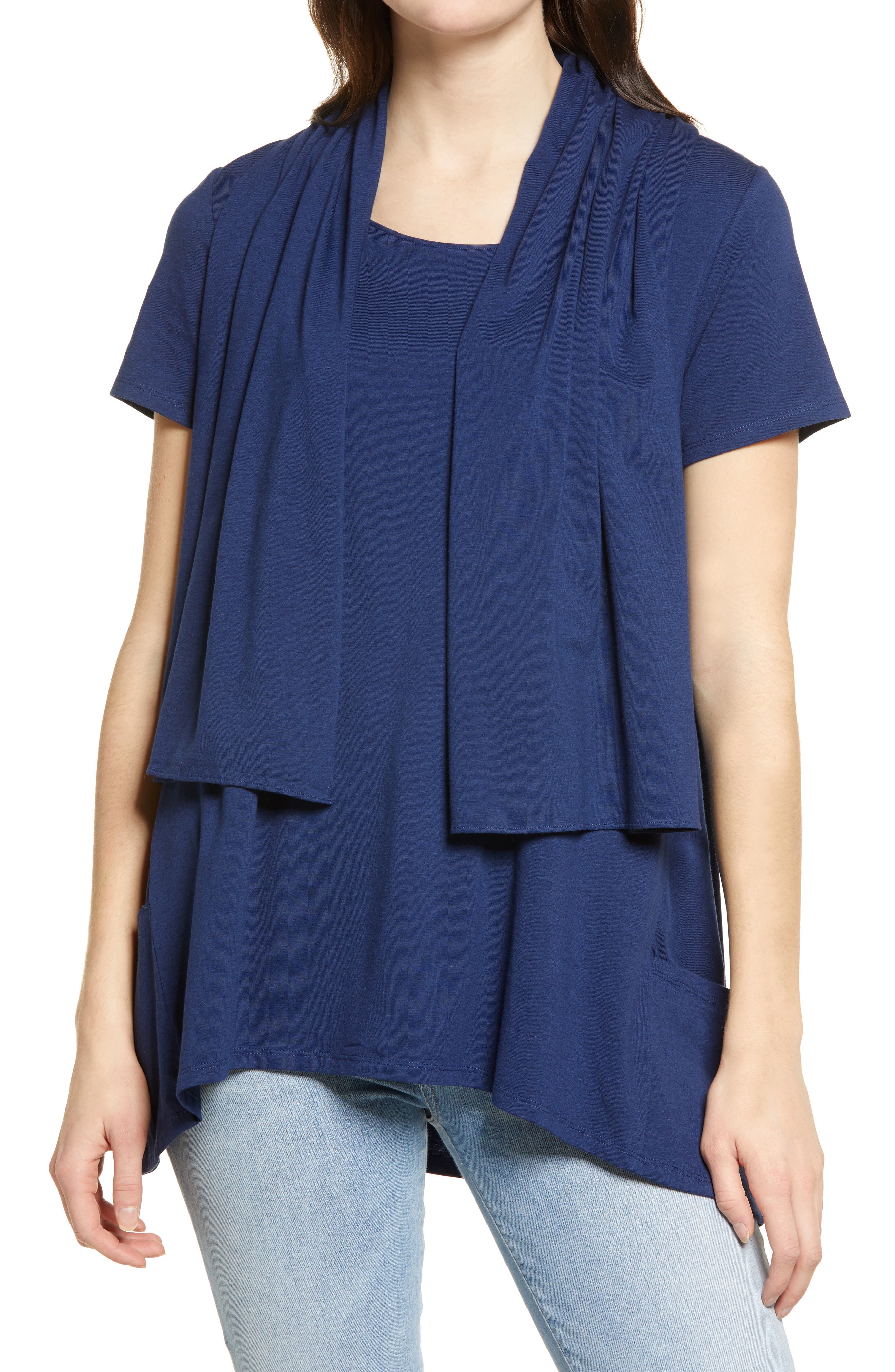 Convertible Scarf Lapel T-Shirt