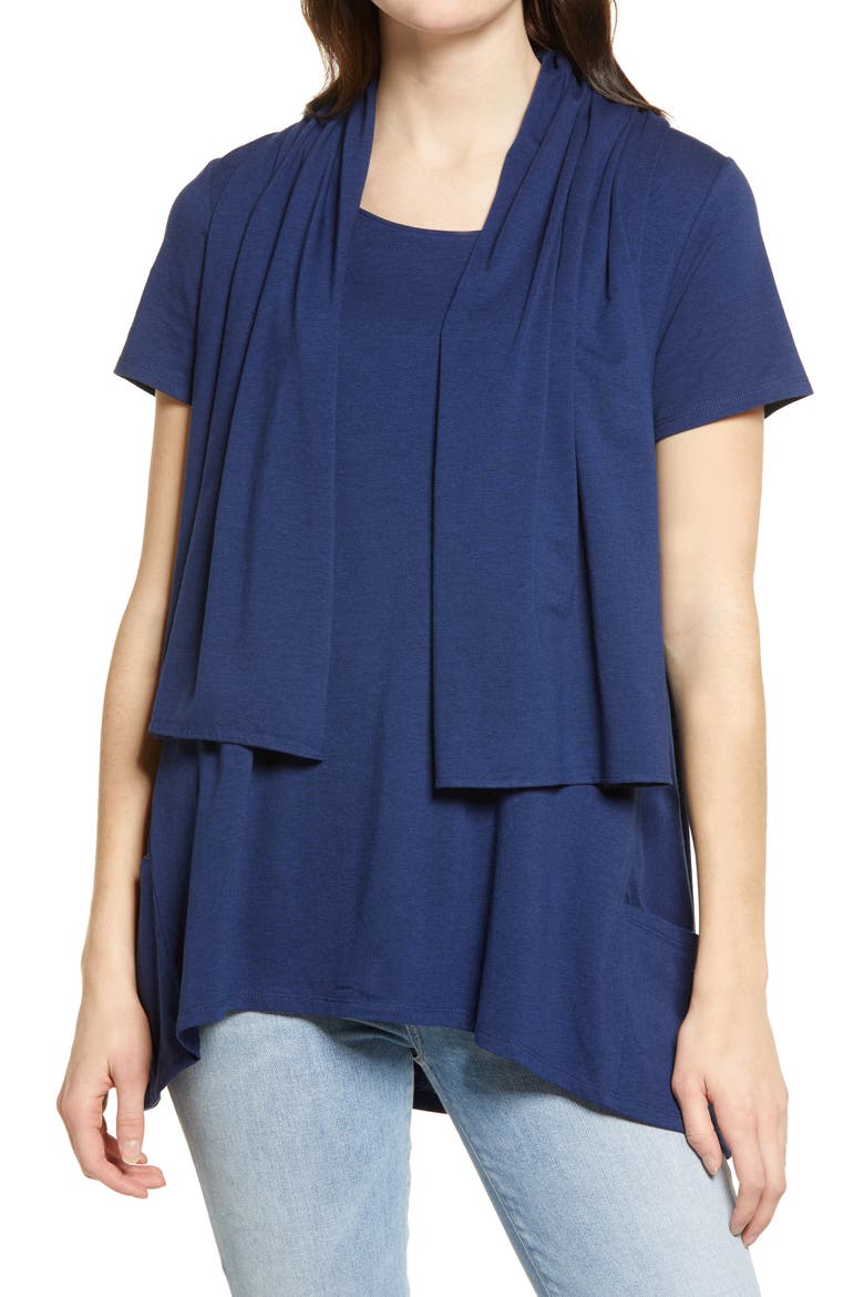Convertible Scarf Lapel T-Shirt, Main, color, MEDIEVAL