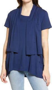 Hue Convertible Scarf Lapel T-Shirt