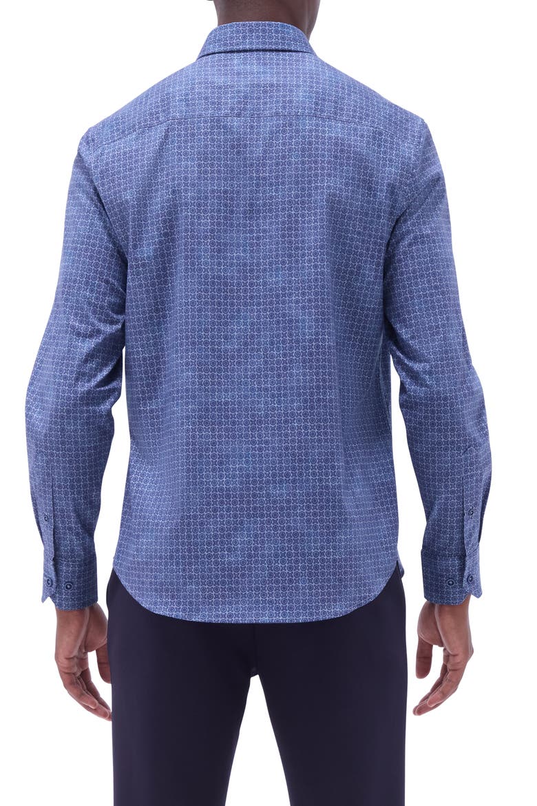 Julian Shaped Fit Stretch Cotton Button-Up Shirt, Alternate, color, INDIGO
