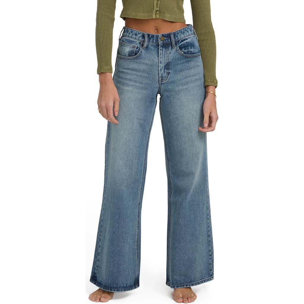 Billabong Free Fall High Waist Flare Leg Jeans In Blue