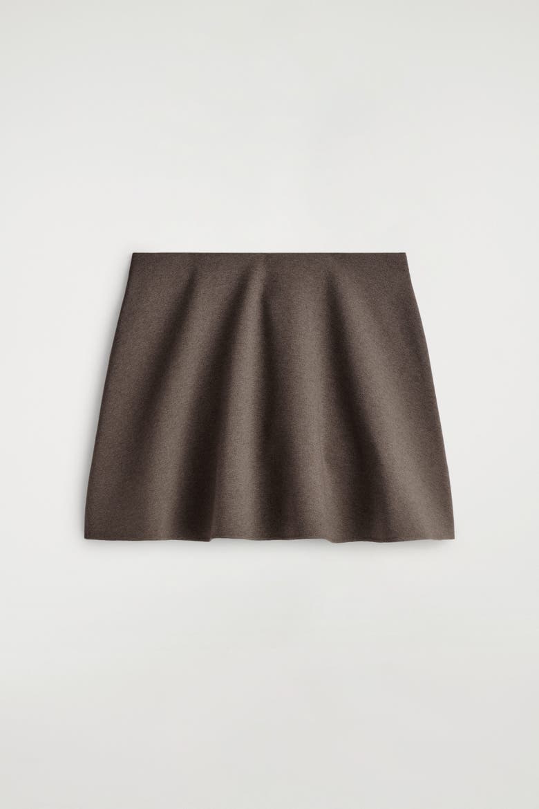 Flared Jersey Mini Skirt, Alternate, color, BROWN