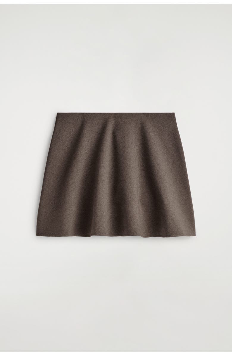 COS Flared Jersey Mini Skirt, Alternate, color, Brown