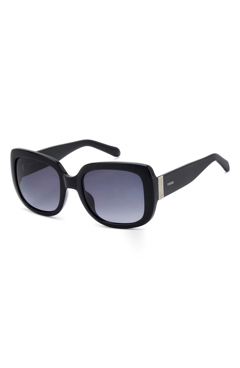 Fossil 54mm Gradient Rectangular Sunglasses, Alternate, color, Black