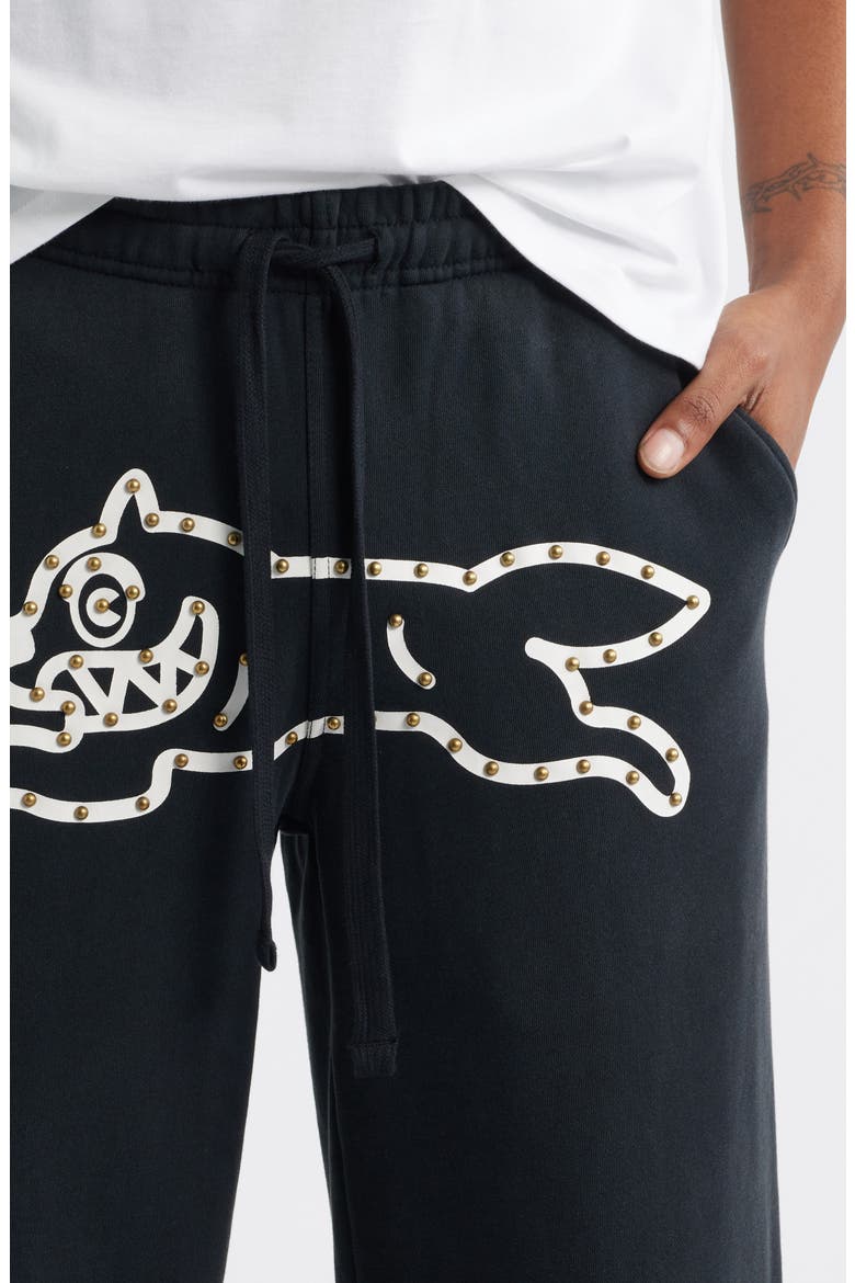 Central Beaded Logo Sweat Pants, Alternate, color, BLACK