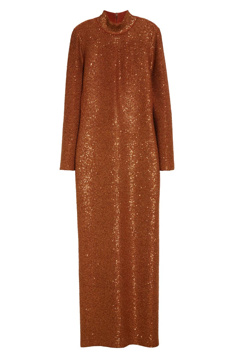 ST. JOHN Sequin Long Sleeve Mock Neck Column Gown, Alternate, color, 