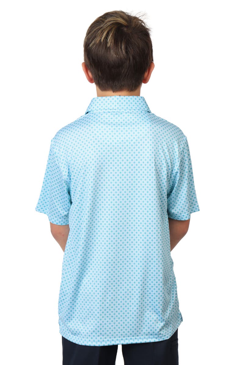 TailorByrd Kids' Floral Print Performance Knit Polo, Alternate, color, Seafoam