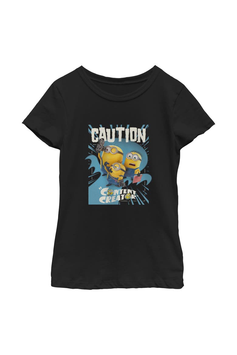 Girl's Minions & Monsters Alert Content Creator  Graphic T-Shirt, Main, color, Black
