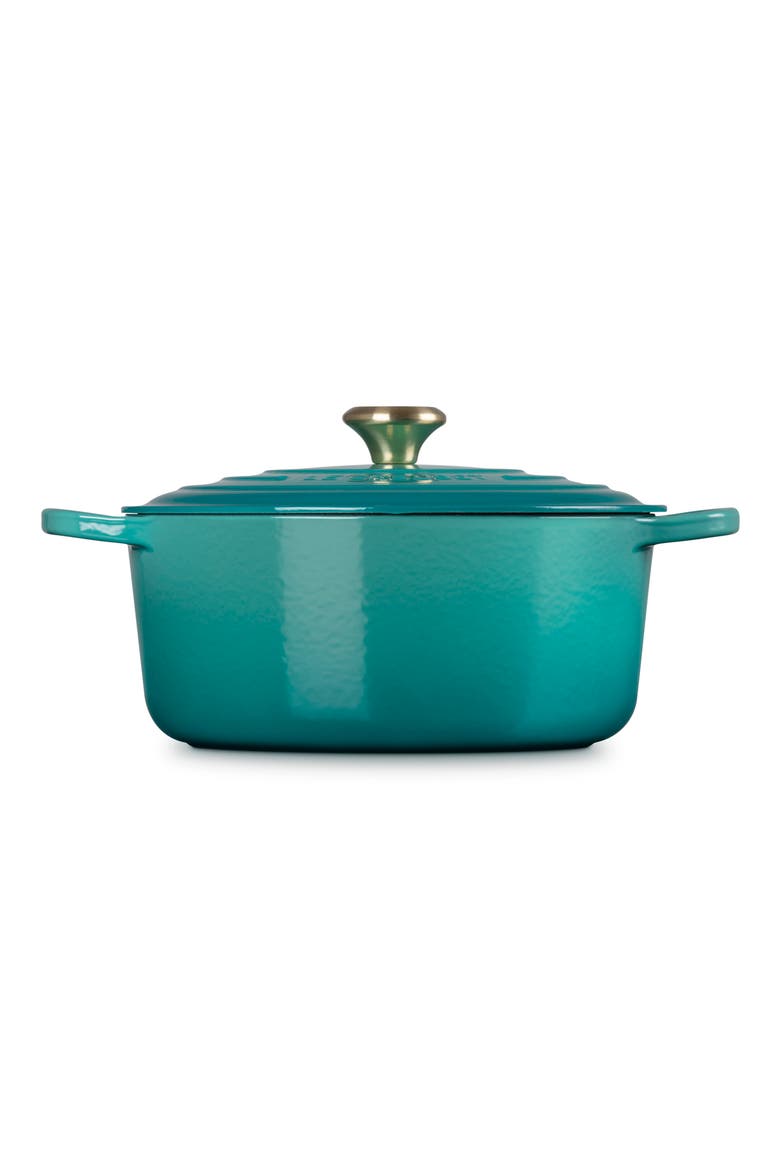 Signature 7.25-Quart Round Enamel Cast Iron Dutch Oven, Alternate, color, RIVIERA