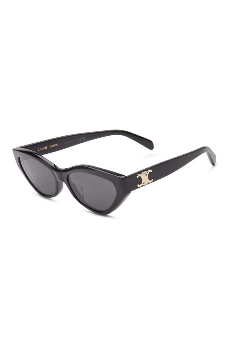 Triomphe 17 56mm Cat Eye Sunglasses, Alternate, color, SHINY BLACK / SMOKE