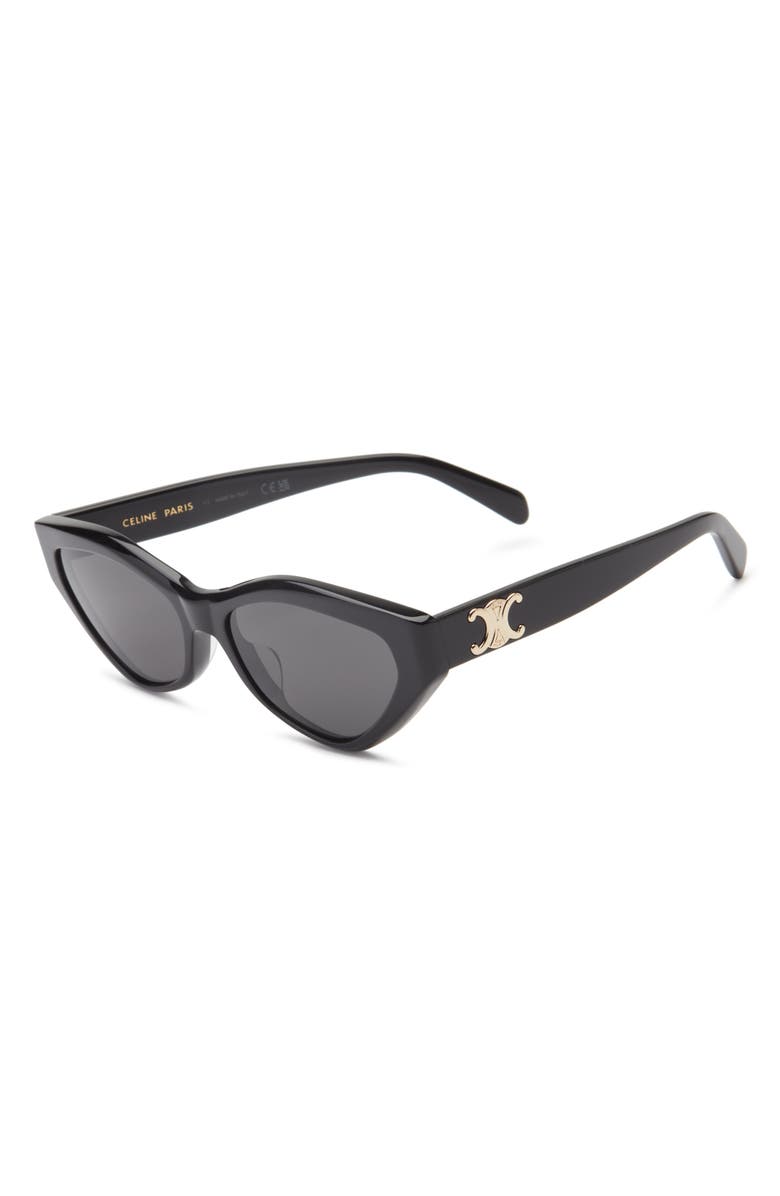 CELINE Triomphe 17 56mm Cat Eye Sunglasses, Alternate, color, Shiny Black / Smoke
