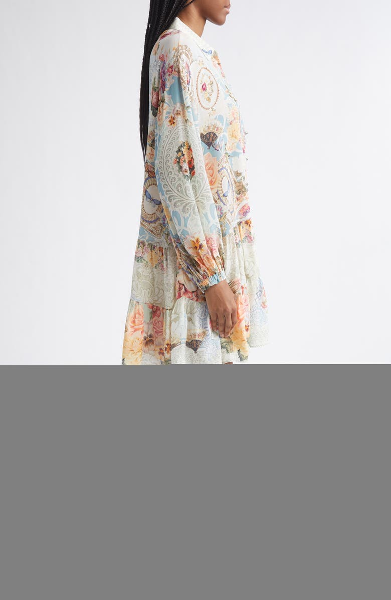 Camilla Floral Print Long Sleeve Silk Shirtdress, Alternate, color, A Taste For Lace
